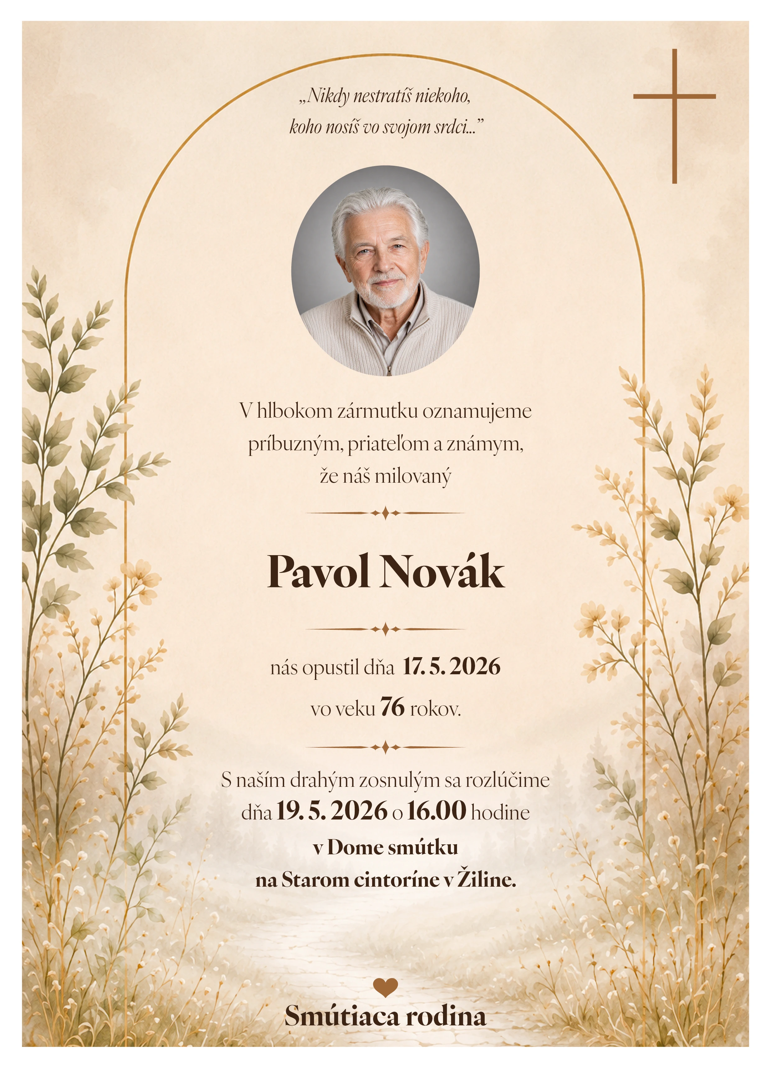 Smútočné oznámenie 13 - pohrebné služby LAuK