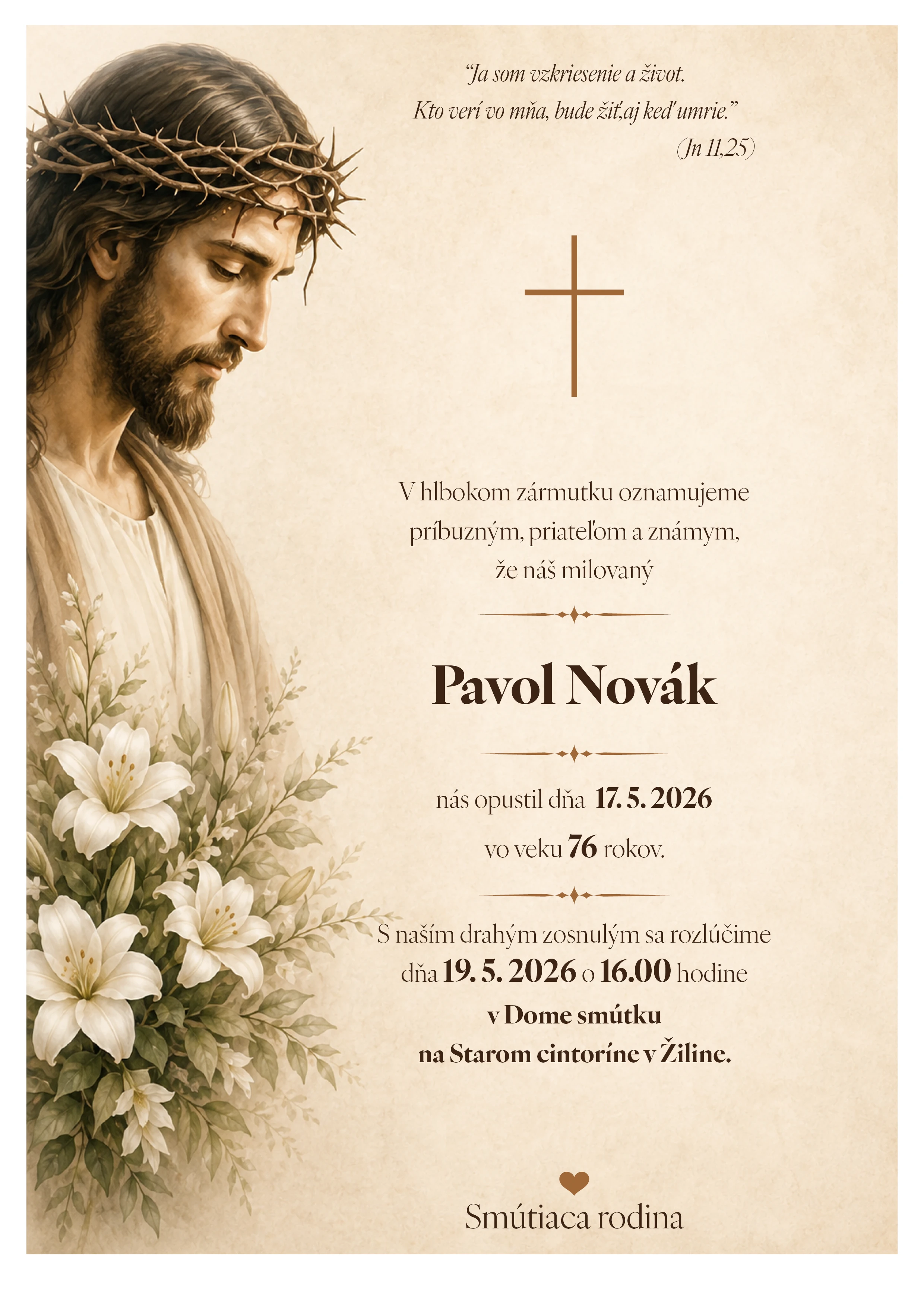 Smútočné oznámenie 27 - pohrebné služby LAuK