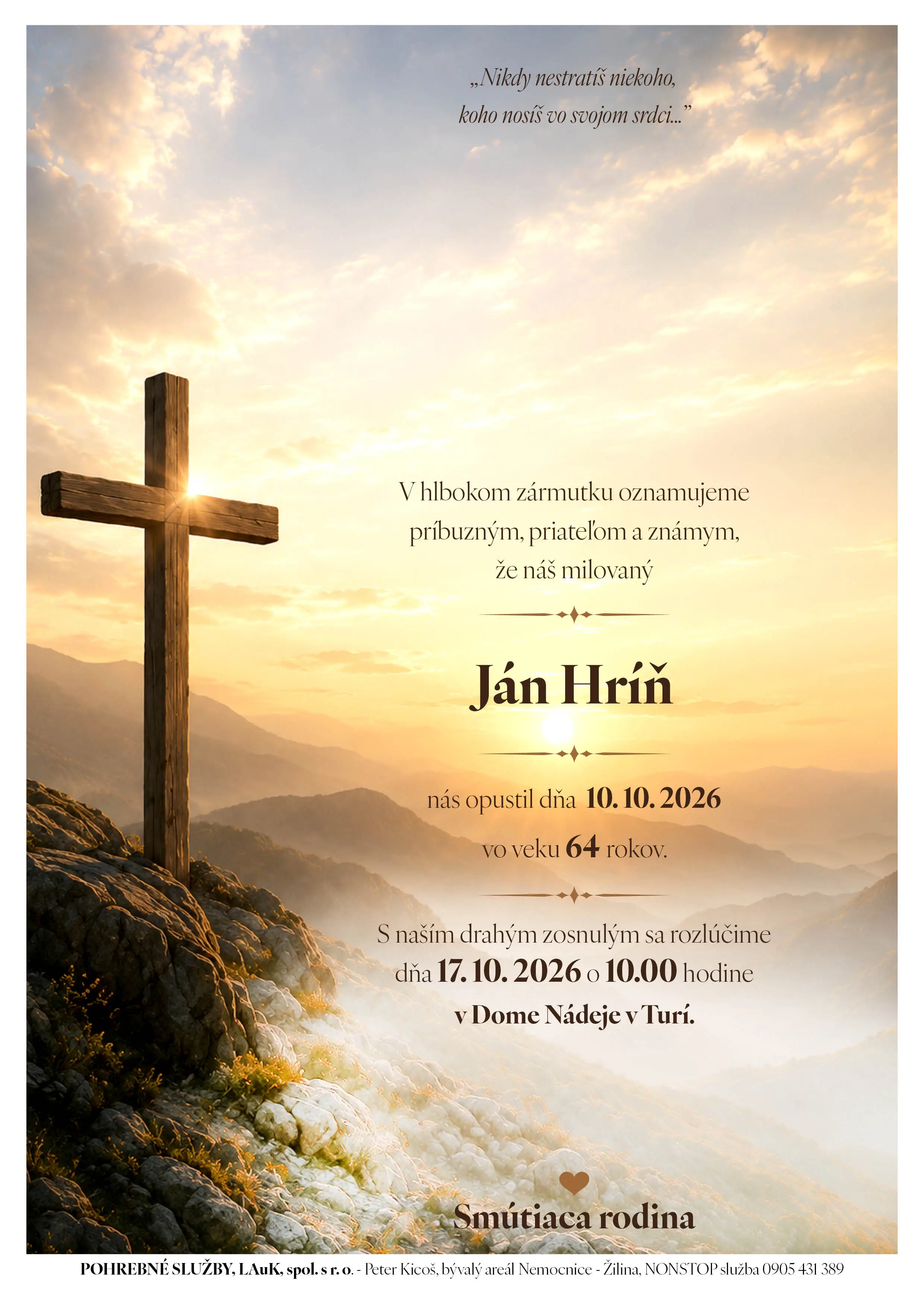 Opustili nás 8 - pohrebné služby LAuK