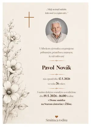 Smútočné oznámenie 2 - pohrebné služby LAuK