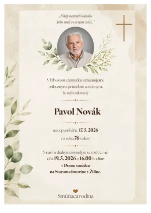 Smútočné oznámenie 6 - pohrebné služby LAuK
