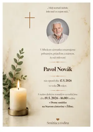 Smútočné oznámenie 7 - pohrebné služby LAuK