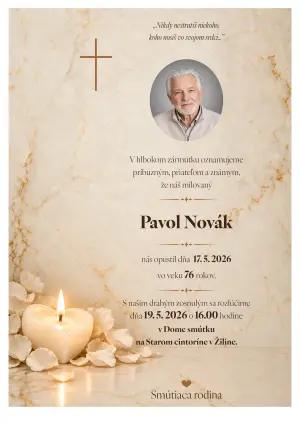 Smútočné oznámenie 8 - pohrebné služby LAuK