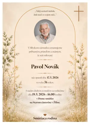 Smútočné oznámenie 13 - pohrebné služby LAuK