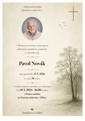 Smútočné oznámenie 14 - pohrebné služby LAuK
