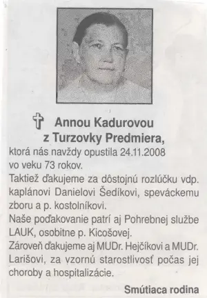 Poďakovanie 331 - pohrebné služby LAuK