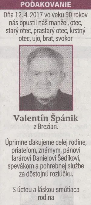 Poďakovanie 266 - pohrebné služby LAuK