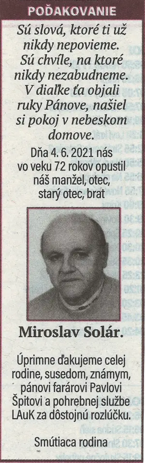 Poďakovanie 139 - pohrebné služby LAuK