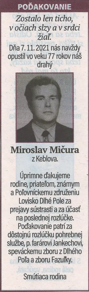 Poďakovanie 131 - pohrebné služby LAuK