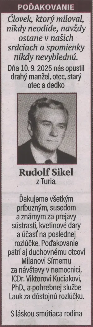Poďakovanie 33 - pohrebné služby LAuK