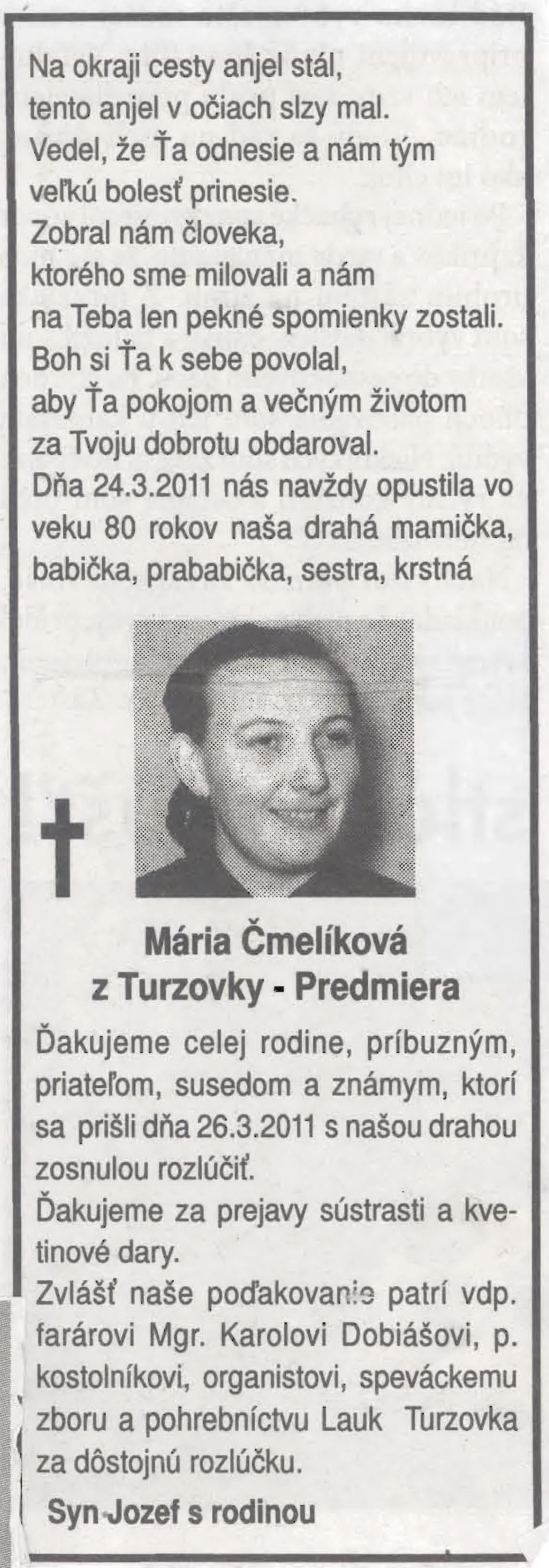 Poďakovanie 319 - pohrebné služby LAuK