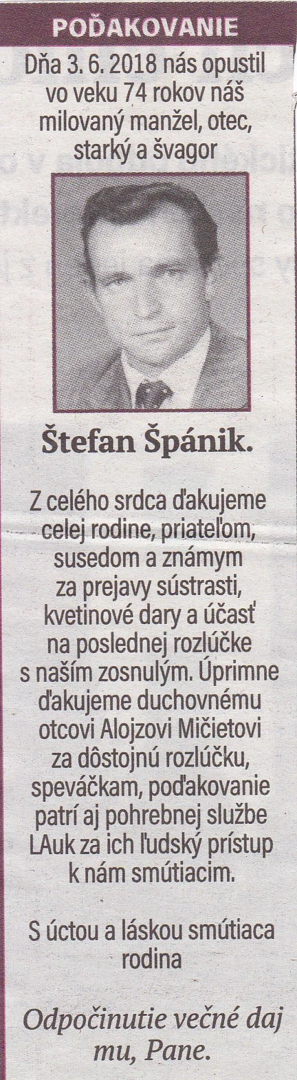 Poďakovanie 236 - pohrebné služby LAuK