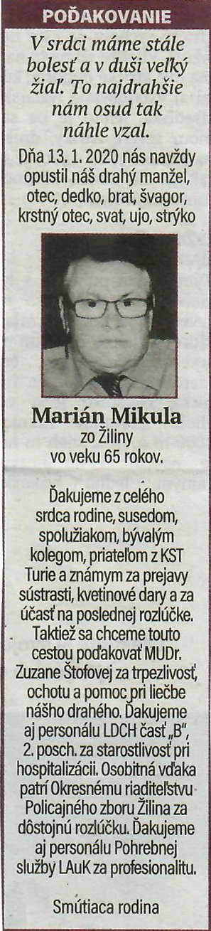 Poďakovanie 199 - pohrebné služby LAuK