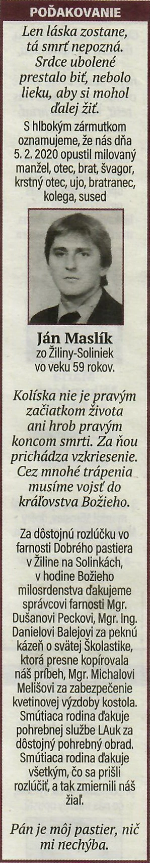 Poďakovanie 193 - pohrebné služby LAuK