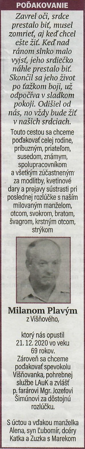 Poďakovanie 168 - pohrebné služby LAuK