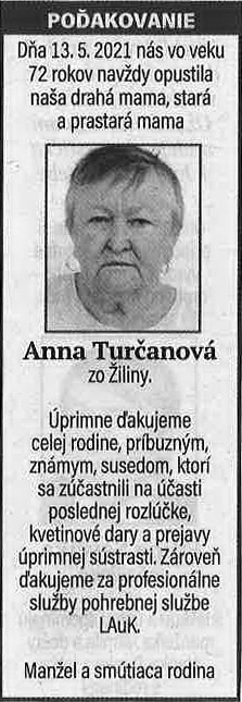 Poďakovanie 145 - pohrebné služby LAuK