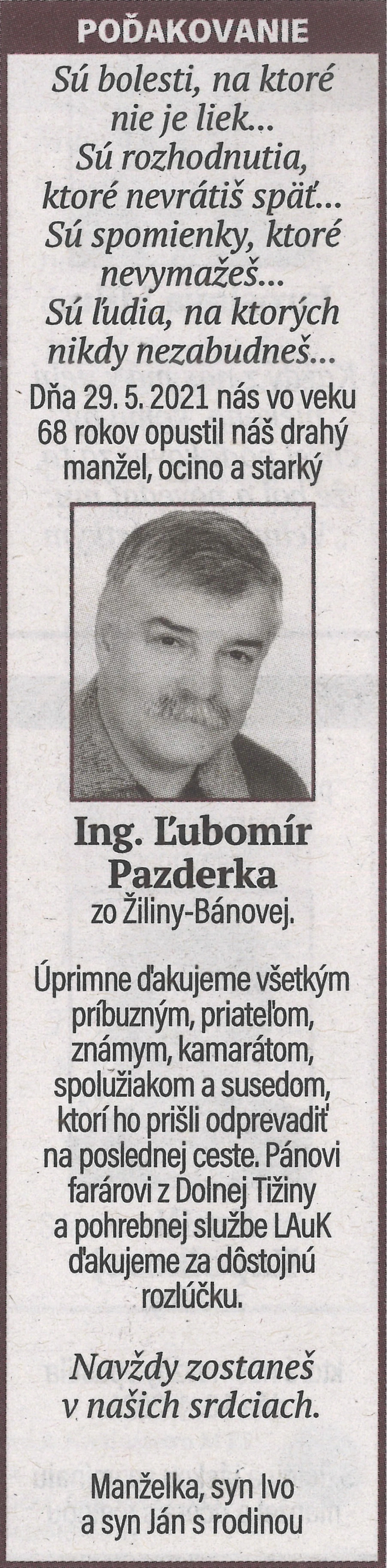 Poďakovanie 143 - pohrebné služby LAuK