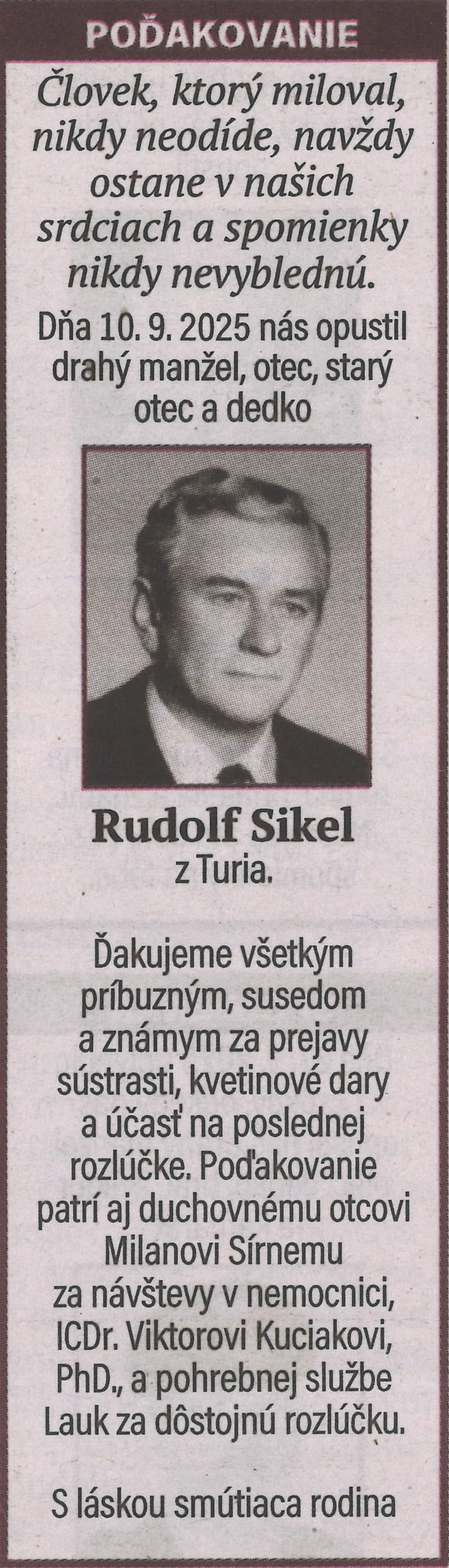 Poďakovanie 33 - pohrebné služby LAuK